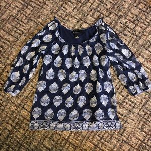 Blue cold shoulder blouse